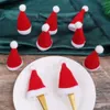 Nouvelles bannières banderoles confettis 10 pièces Mini chapeau de Père Noël en tissu non tissé sucettes casquettes couvertures de bouteilles de vin porte-bouteilles de noël décor de table dîner décor de fête de noël