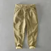 Calças masculinas 2024 inverno homens flacee algodão sólido solto casual estilo safari bolso cáqui exército verde trabalho calça carga