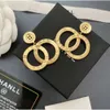 Fashion Channel jewelry new style C family personalized high-end gold small fragrant scenery body texture geometric dumb gold women's Earrings