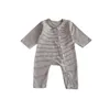 Ins Spring Korean Born Boys Koszyt Bawełniany w paski rozciąganie długiego rękawu Kure Baby Rompers Bodysuit 240116