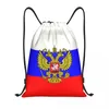 Alışveriş çantaları Rusya bayrağı Rusya Gurur Drawstring Sırt Çantası Spor Salonu Çantası Kadın Erkekler Sackpack