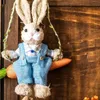 Other Event Party Supplies Easter Decorations Swing Bunny Garden Ornaments DIY Straw Rabbit Exquisite Hand Gifts Creative Straw Bunny With Carrot Decor YQ240116