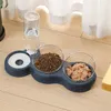 Pet Cat Automatic Feeder Plastic 3in1 Dog Food Bowl Double Bowls Water Reservoir Drinker Feeding Accessories 240116