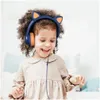 Headphones Earphones Wired Cat Ear Headset For Child Kid Girls Boys 85Db Kids Mode Hearing Protection Headphone Phone Drop Delivery El Otoej