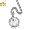 THE BLING KING personnalisé rond goutte d'eau Po pendentif mémoire image médaillon glacé zircon cubique Hiphop bijoux pour cadeau 240115