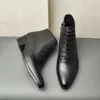 5 Cm Height Italian Mens Boots Genuine Leather Winter Designer Handmade Warm Man Ankle Social Party Shoes with High Heels