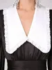 Повседневные платья Tossy с рюшами и v-образным вырезом Элегантное мини-платье Женское лоскутное контрастное винтажное тонкое формирующее белье Бинты Вечерняя одежда для вечеринок Женская