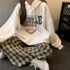 Kobiety bluzki dla kobiet Koreańska moda dla mężczyzn Kobiety ciepła bluza pullover jesienna zima biała wypoczynek retro topy Hip Hop Streetwear