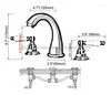 Bathroom Sink Faucets Oil Rubbed Bronze Faucet Widespread 3pcs Ceramics Handles Basin 3 Holes Mixer Tap Nhg062