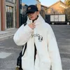 Men's Jackets Autumn and winter men loose hooded velvet jacket panda embroidered Hong Kong style lamb wool for womenyolq