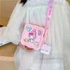 Детские квадратные сумки для девочек, сумка на одно плечо с принтом на ремешках, детские силиконовые сумки-мессенджеры с мультяшной аппликацией Z6750
