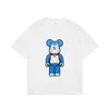 T-shirt manches courtes ample à manches courtes, marque tendance, petit ours, Double fil, pur coton, Violent Doraemon, grand imprimé