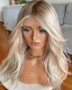 13x4 Blonde Highlights Body Wave Wig Human Hair Transparent Brazilian Lace Frontal Wigs for Women Glueless 360 Lace Synthetic Wig