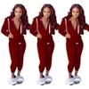 2-teiliges Set für Damen, Herbststil, Europa, Damen-Zweiteiler aus reiner Farbe, Fleece, Bewegung, Sport-Set, Drop ZXP9628 240115