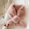 Women Rabbit Fur Cross Scarf Cute Plush Winter Warm Soft Scarves for Gift Party Fashion Accessories