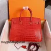 Bags Womens Handbags Manufacturers Direct Selling Bag Original Single Platinum HigGloss Crocodile Grain Cowhide Leather Hzp5 Have Logo