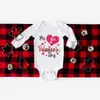 Rompers My First Valentine Newborn Bodysuit Baby Long Sleeve Romper Jumpsuit Infant Girls Boys Playsuit Outfit Valentine's Party Clothes H240514