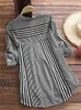 Women's Spring Fall Cotton Linen Long Sleeves Roll Up Striped Casual V Neck Button Down Shirts Blouses Collar Tunic Tops 240116