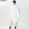 Mode Mannen Mantel Cape Effen Kwastje Losse Een Knop Streetwear Onregelmatige Geul Poncho Casual Dunne Jassen S-3XL INCERUN 240116