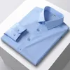 Chemises habillées pour hommes de luxe longue dormi lisse et doux style coréen résistant aux tremblements couleur unie chemise formelle d'affaires blanc bleu noir vert