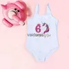 One-Pieces 2-7 Year Birthday Girls Swimsuit One Piece Girls Unicron Print Swimwear ldren Pool Party Kids Clothes Beach Wear Bathing Suit H240508