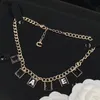 Jewelry Necklaces white Plated 925 Silver Graduated Luxury Brand Designers Letters Geometric Famous Women Round Crystal Rhinestone Gold 137