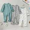 3-Pack hiver enfant en bas âge bébé garçons filles à manches longues coton enveloppé pied escalade Onesie barboteuse vêtements tenues pour 0-12 mois 240116