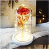 Valentine Gift Beauty Eternal Rose Led Light And Beast In Glass Dome Birthday For Valentines Day Drop Delivery Dhzcu