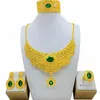 Necklace Earrings Set Dubai 24k Gold Plated Bride Wedding Large Bracelet Earring Ring Women's Jewelry