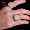 Master Rocks Gold plaqué glacé Sterling Sier Hip Hop Hexagon Hexagon Moisanite Ring