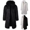 Casaco de pele de imitação de roupas de inverno masculino venda rápida preto e branco moda personalidade casual casaco de pele longo masculino 240116