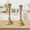 Candle Holders for Creative 2 Pieces Metal Taper Candle Holders Brass Pillar Candlestick Ornament for Table Tea Room Hotel Yoga Room YQ240116