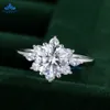 Fine Diamond Jewelry 10K Solid White Gold Round Cut 2Ct Moissanite Halo Rings Fashion Flower Wedding Ring For Women