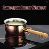 Pannor Pan Butter Warmer 304 Rostfritt stål Small Creamer förtjockad kaffekanna Uppvärmning Smält Trähandtagsås