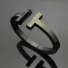 Fashion designer Brand Double T Bracelet Couple Stainless steel Cuff High Quality 18k Gold Designer Bracelet Jewelry for women and man