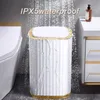 Akıllı Sensör Çöp Kutusu Mutfak Banyo Tuvalet Çöpü Otomatik İndüksiyonlu Su Geçidi Kapak 1015L 240116