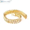 Tianyu ädelstenar Stone Custom Women Jewelry Charms Emerald Cut 14k Gold Yellow Moissanite Armband för män