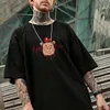 Marca china-chique hip hop violência urso manga curta camiseta masculina tamanho solto casal metade