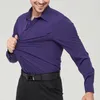 Camicie eleganti da uomo Manica lunga da uomo Senza pieghe Tinta unita Casual Abbottonata con taschino Party Prom Colore elastico Top basic