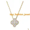 S925 Sterling Sier Diamond Collier Femmes Lumière Luxe Design Senior Sense Flash Diamants Avec Trèfle À Quatre Feuilles Petite Goutte Fraîche Del Dhypm