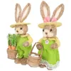 Páscoa palha coelho decoração com roupas feliz casa jardim ornamento de casamento po adereços artesanato coelho 240116