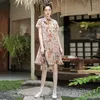 Etnische kleding zomer jonge verbeterde Cheongsam 2024 Chinese stijl retro losse Qipao-jurk met korte mouwen