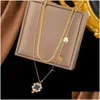 High Quality Luxury 18K Gold Stainless Steel Necklace Earring Lucky Four Leaf Clover Jewelry Set Women Drop Delivery Dharh