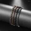 Bracelets de charme Classique Punk En Acier Inoxydable Tennis Hommes Or / Noir / Argent Couleur Chaîne Pave Cubique Zircon Bracelets Pour Femmes Bijoux Cadeau