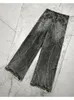 Y2k Mode Amerikanische Quaste Schwarz Und Grau Gewaschen Jeans Männer Straße Gothic Punk Stil Teenager Retro Lose Breite bein Hosen 240115