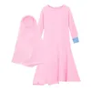 Abbigliamento etnico 2 pezzi Ragazze per bambini Abaya Ramadan Abbigliamento da preghiera musulmano Hijab Abito maxi Set Jilbab Abiti islamici per bambini Kafan Robe D Dh3Fs