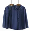 Camicia di jeans taglie forti 4XL Colletto con bavero a molla Top Capispalla a maniche lunghe larghi Vestiti curvi 240116