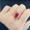 Clusterringen 585 paars goud brede versie Ruby aanpasbaar voor vrouwen uniek vakmanschap prachtige luxe 14K Rose sieraden cadeau