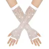 Knee Pads Trendy Ladies Rhinestone Arm Sleeve Dance-Gloves Fishing Net Mittens Elastic Mesh Sexy Women Party Long Gloves Elbow Cover Mitt