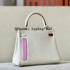 Borsa a tracolla di design 25 cm 10A specchio qualità bianco totale Borsa a mano luruxy in pelle swift fatta a mano tasca multicolore stile speciale personalizzato con scatola originale